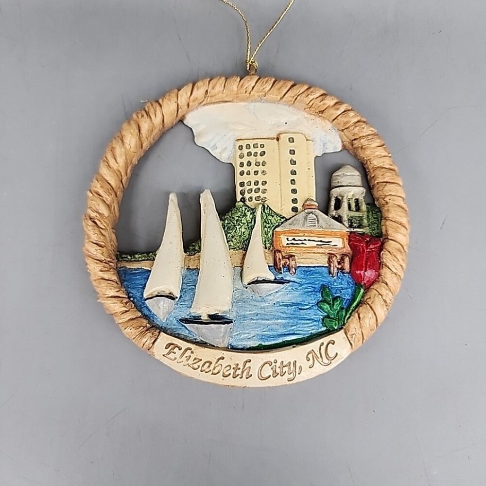 Elizabeth City, NC Skyline Ornament Vintage First In Series Artist Signed